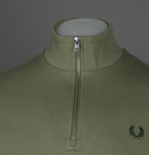Fred Perry Half Zip Sweatshirt Olive Mint – Bronx Clothing
