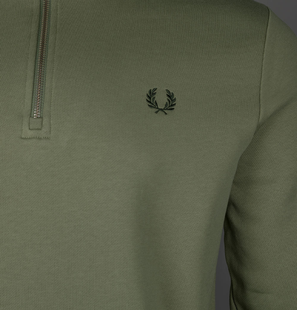 FRED PERRY☆ Half Zip Sweatshirt OLIVE MINT Half Zip Sweatshirt - Olive Mint | Men's Sweatshirts |Sports