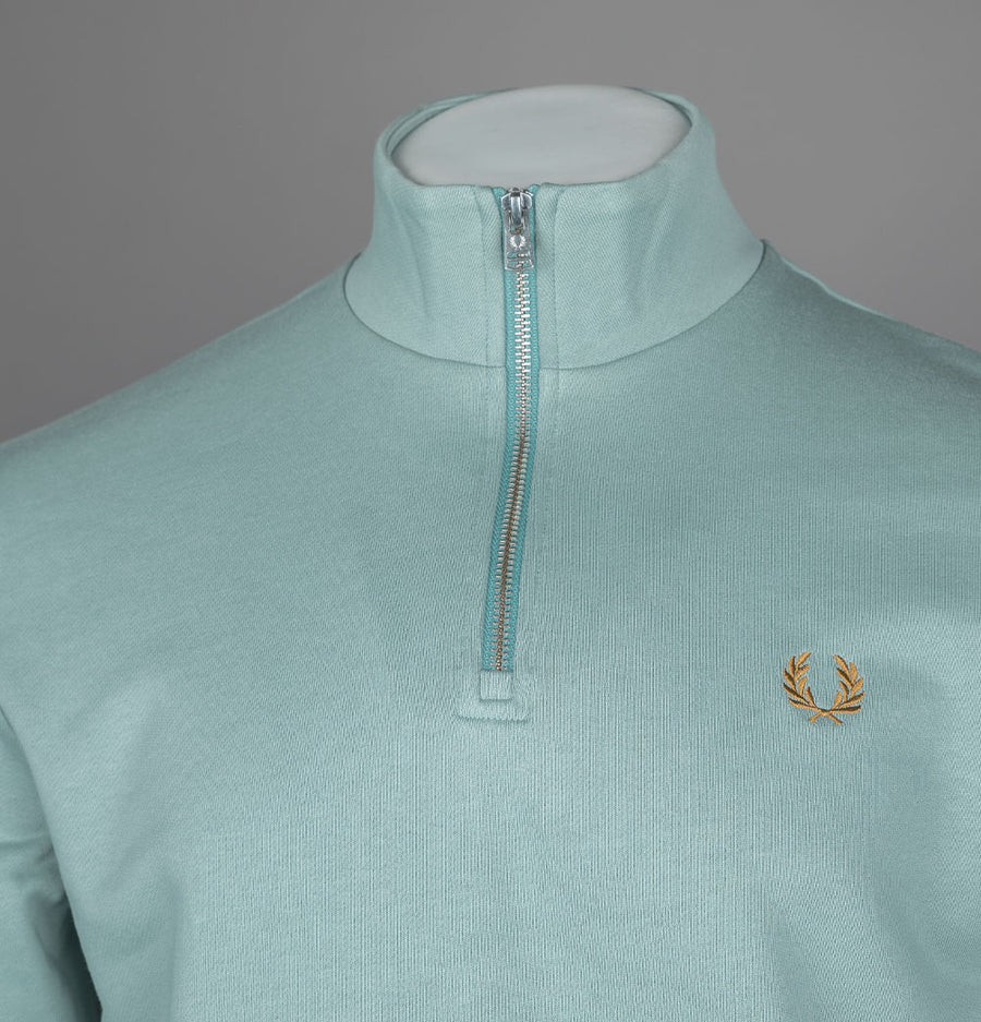 Fred Perry Half Zip Sweatshirt Silver Blue/Dark Caramel