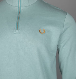 Fred Perry Half Zip Sweatshirt Silver Blue/Dark Caramel