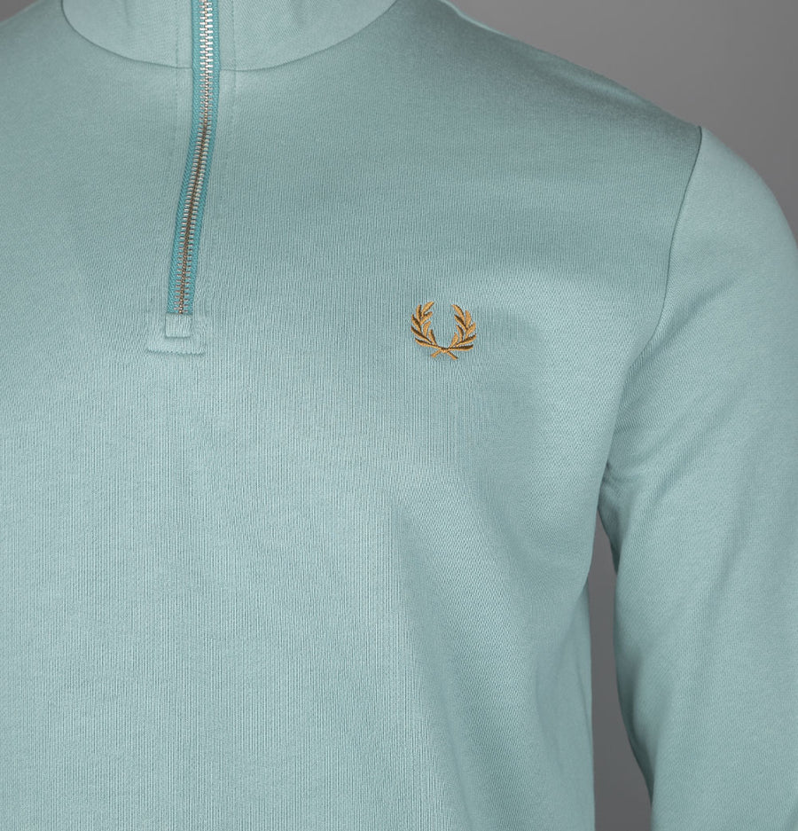 Fred Perry Half Zip Sweatshirt Silver Blue/Dark Caramel