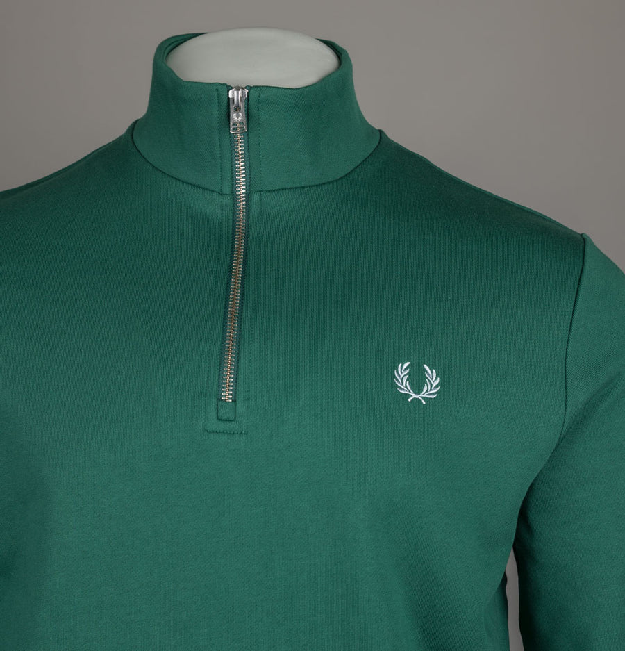 Fred Perry Half Zip Sweatshirt Sport Green/Track Blue