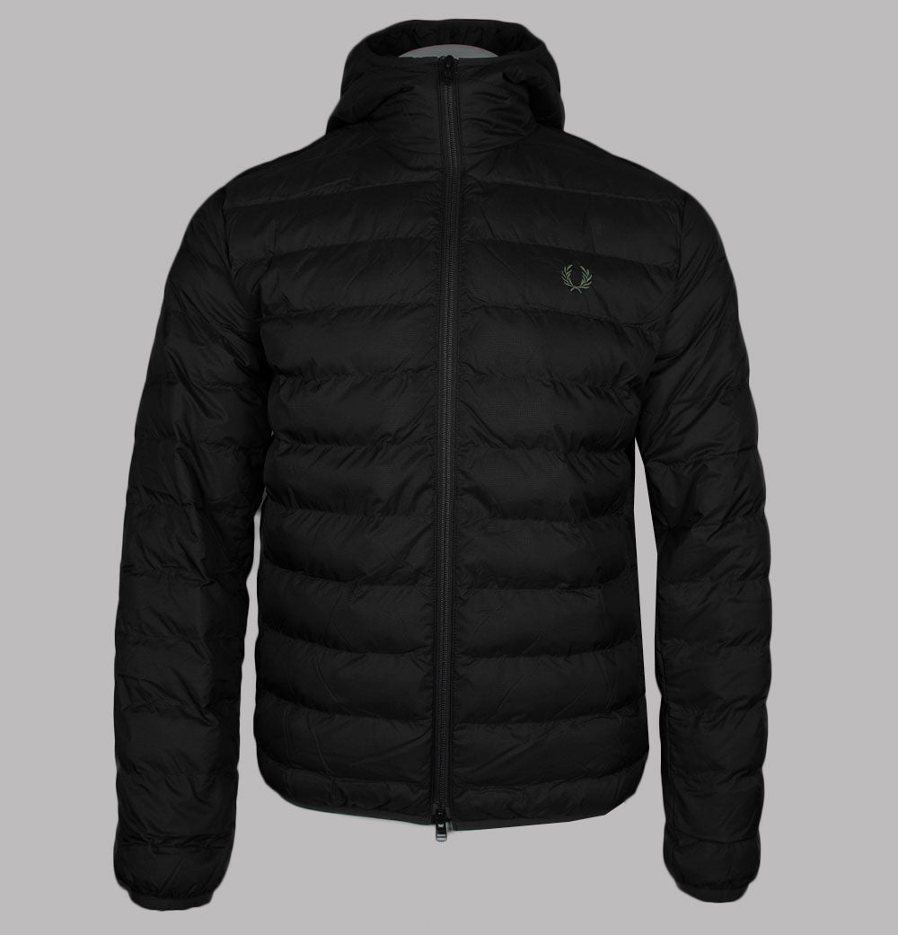 美品 FRED PERRY HOODED INSULATED JACKET Fred Perry Hooded Insulated Jacket Black/Green