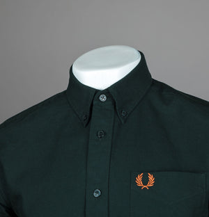 Fred Perry LS Oxford Shirt Night Green/Marmalade