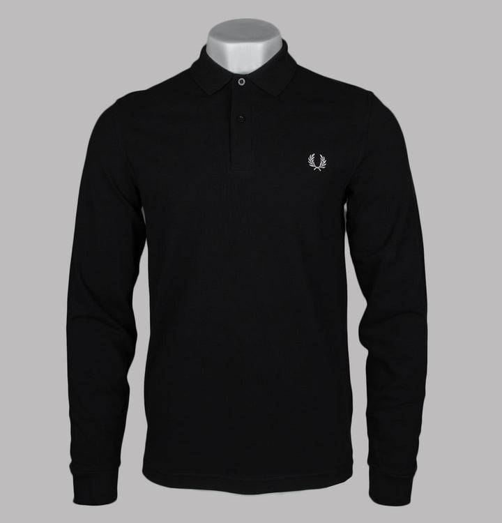 Fred Perry LS Plain Polo Shirt Black