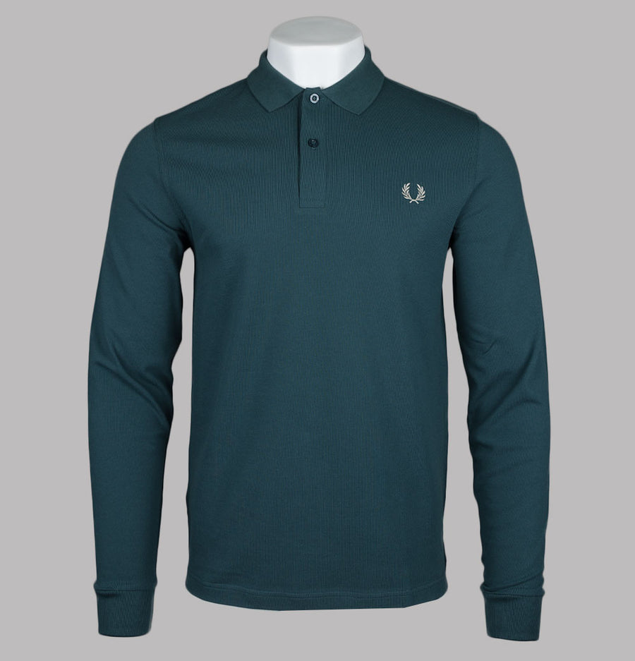 Fred Perry LS Polo Shirt Petrol Blue