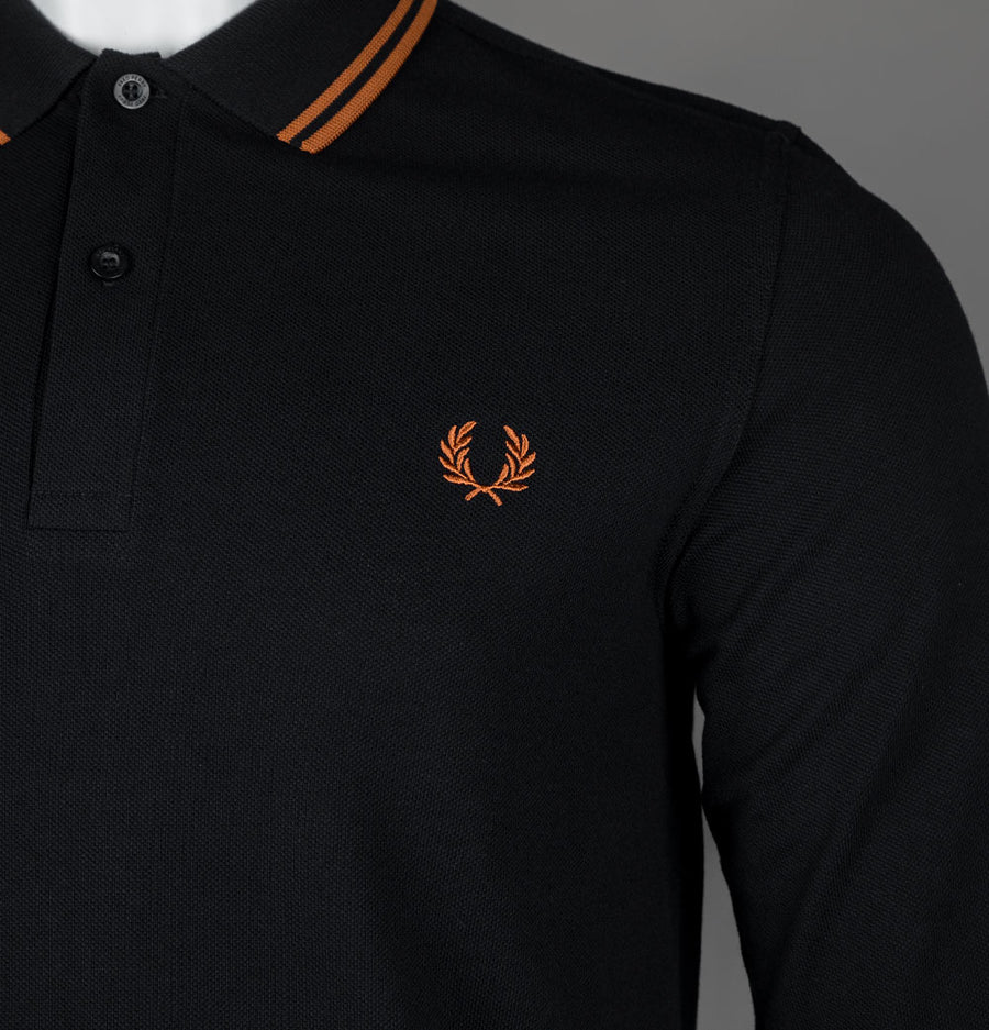 Fred Perry LS Twin Tipped Polo Shirt Black/Marmalade