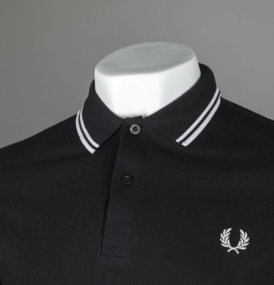 Fred Perry LS Twin Tipped Polo Shirt Black/White