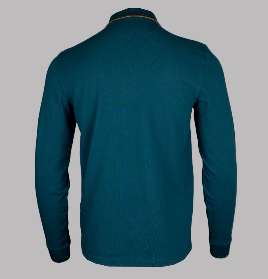 Fred Perry LS Twin Tipped Polo Shirt Dark Petrol/Shaded Stone