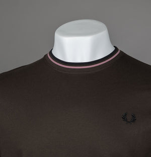 Fred Perry LS Twin Tipped T-Shirt Burnt Tobacco