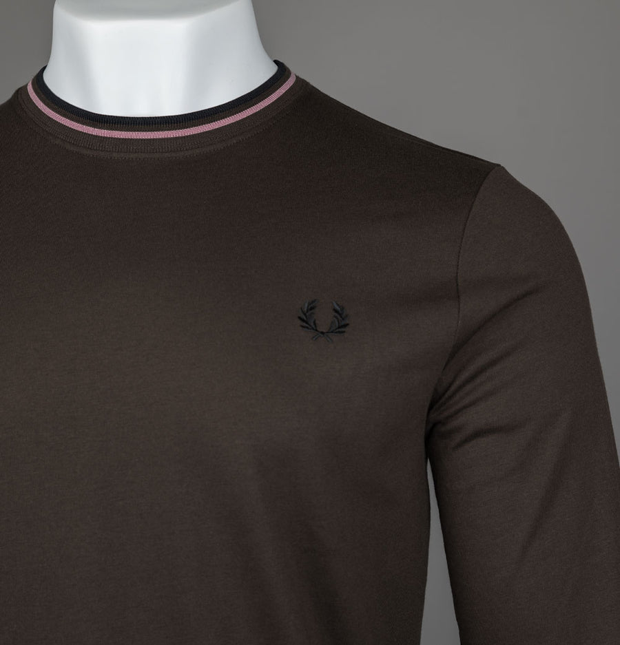 Fred Perry LS Twin Tipped T-Shirt Burnt Tobacco