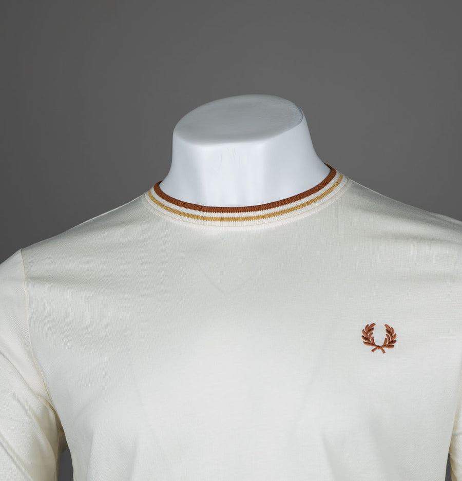 Fred Perry LS Twin Tipped T-Shirt Ecru/Honeycomb/Marmalade