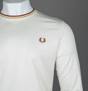 Fred Perry LS Twin Tipped T-Shirt Ecru/Honeycomb/Marmalade