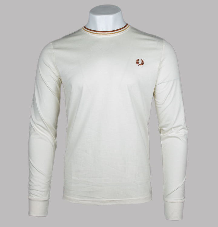 Fred Perry LS Twin Tipped T-Shirt Ecru/Honeycomb/Marmalade