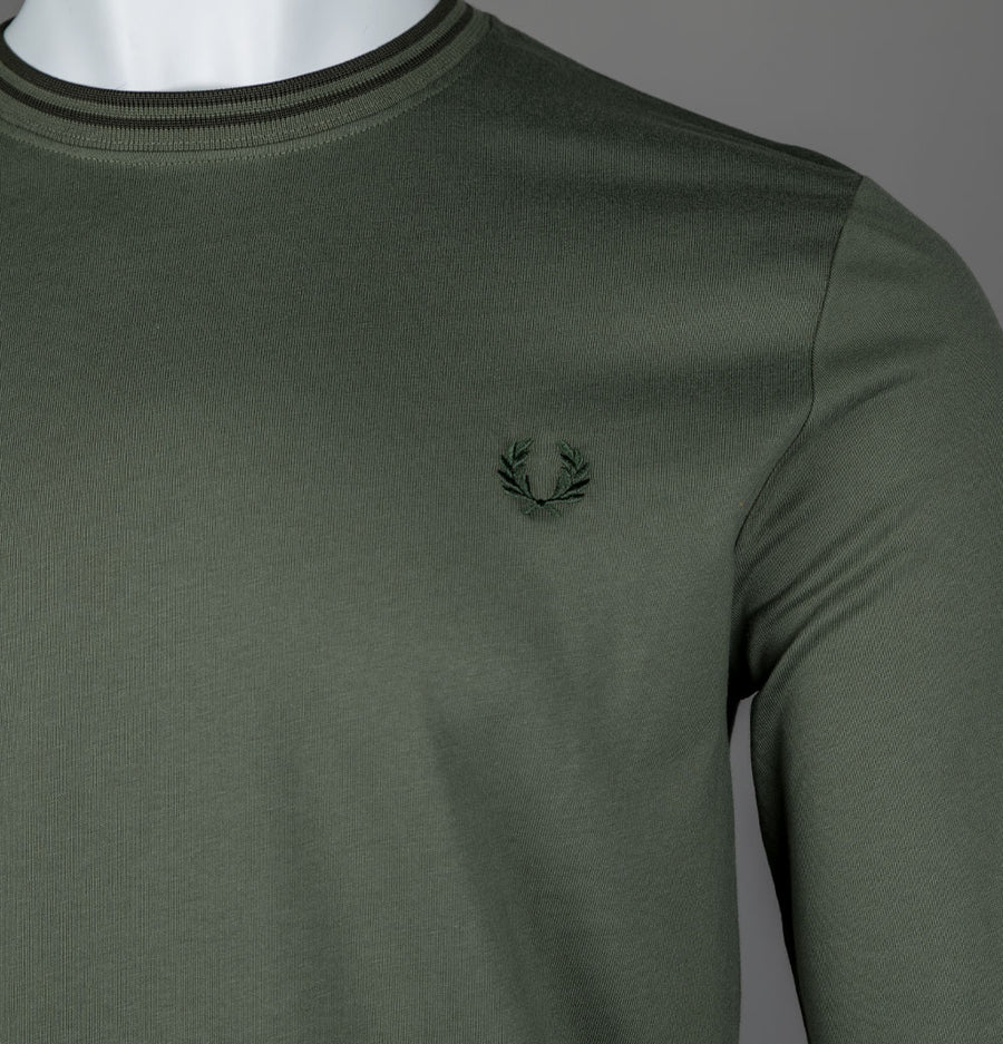 Fred Perry LS Twin Tipped T-Shirt Laurel Wreath Green/Night Green