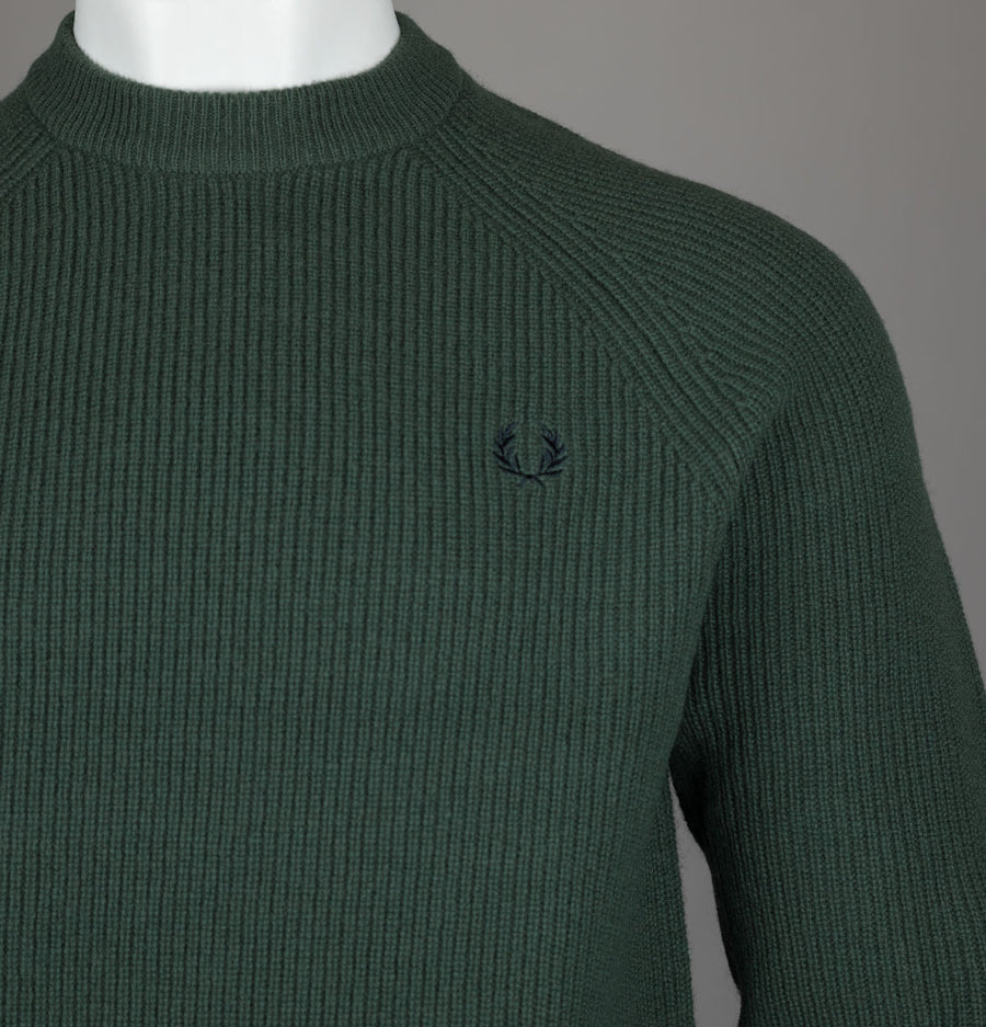 Fred Perry Lambswool Raglan Jumper Court Green