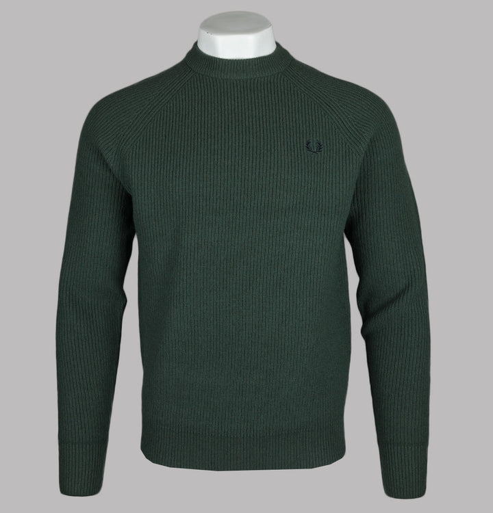 Fred Perry Lambswool Raglan Jumper Court Green