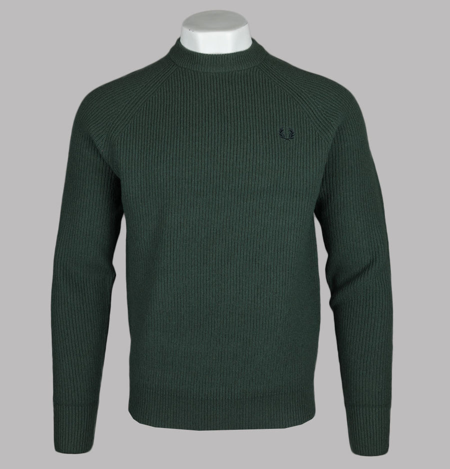 Fred Perry Lambswool Raglan Jumper Court Green