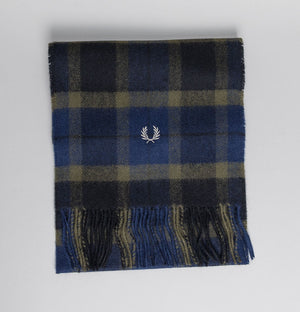 Fred Perry Lambswool Tartan Scarf Field Green/Light Oyster