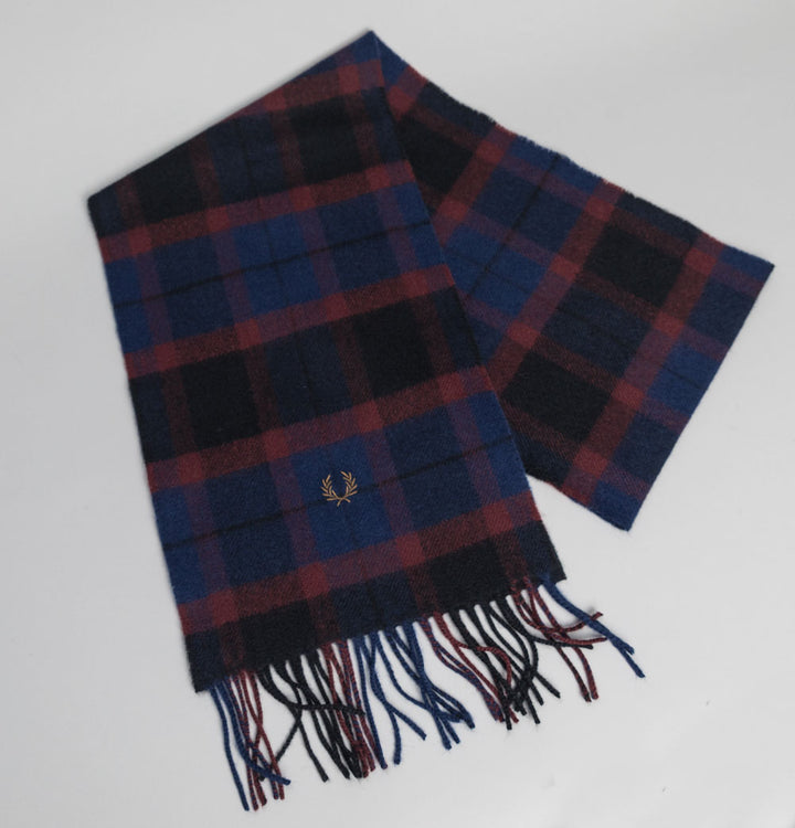 Fred Perry Lambswool Tartan Scarf Oxblood/Shaded Stone