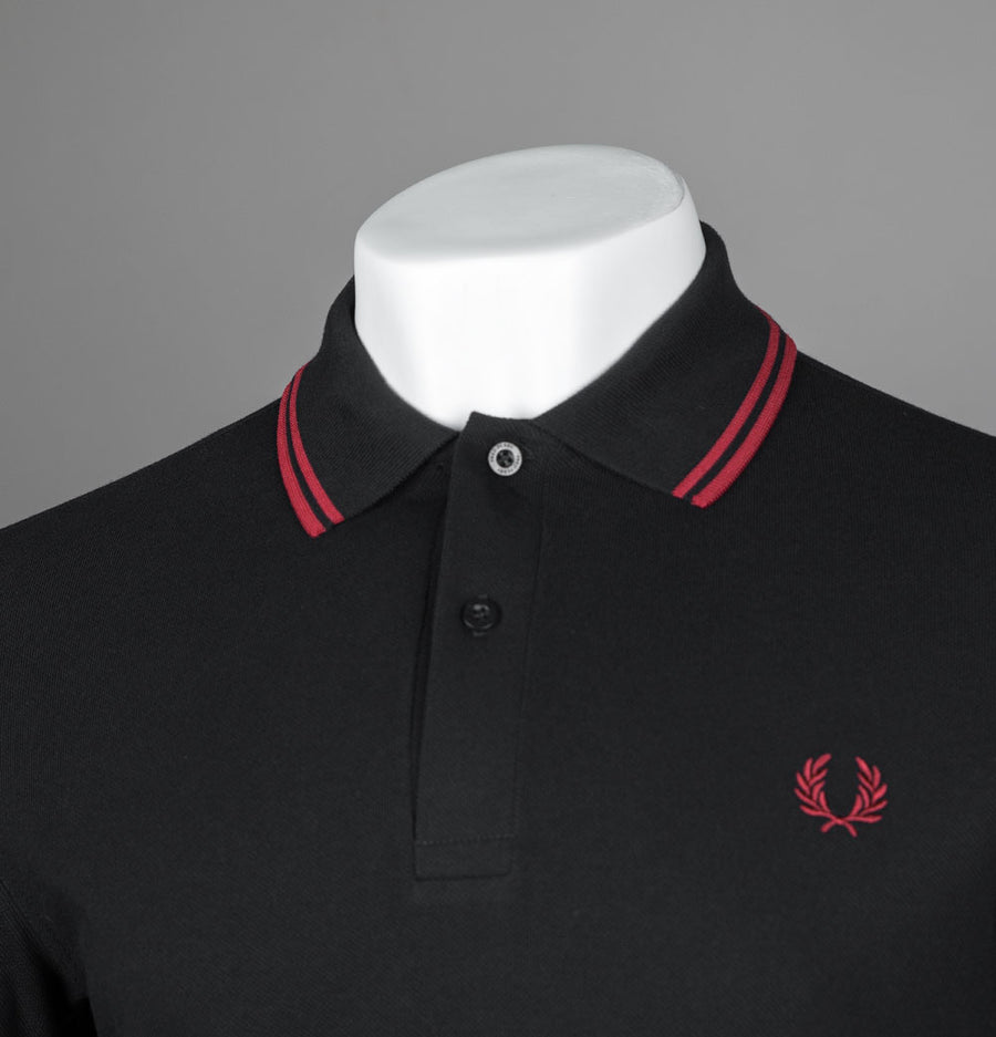 Fred Perry M3600 Polo Shirt Black/Burnt Red