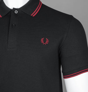 Fred Perry M3600 Polo Shirt Black/Burnt Red