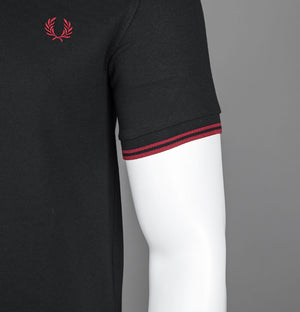 Fred Perry M3600 Polo Shirt Black/Burnt Red