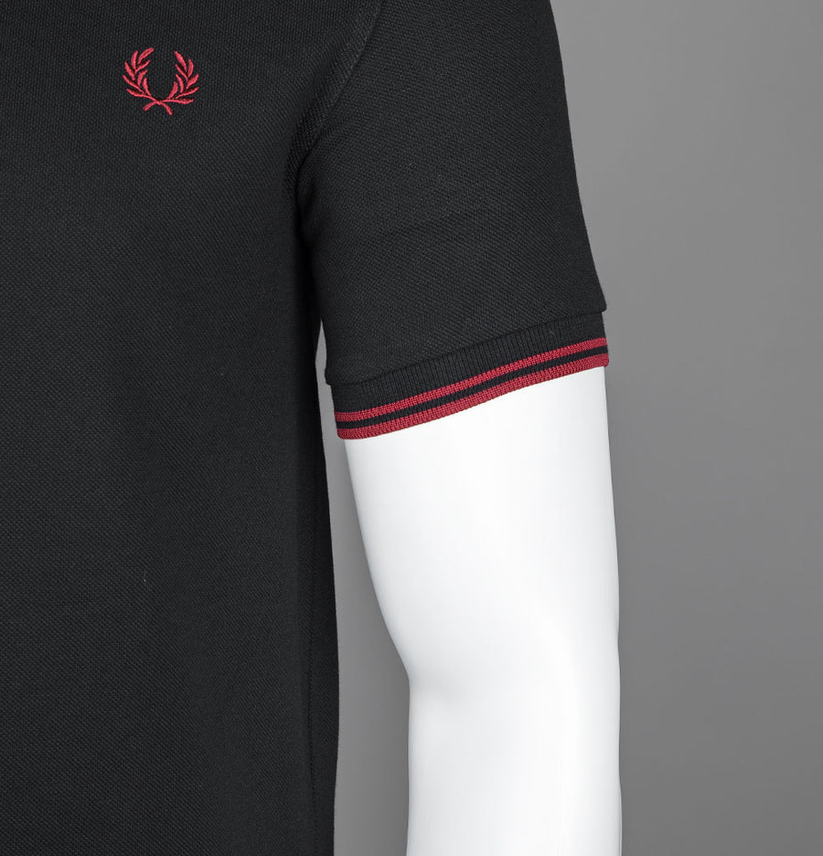 Fred Perry M3600 Polo Shirt Black/Burnt Red