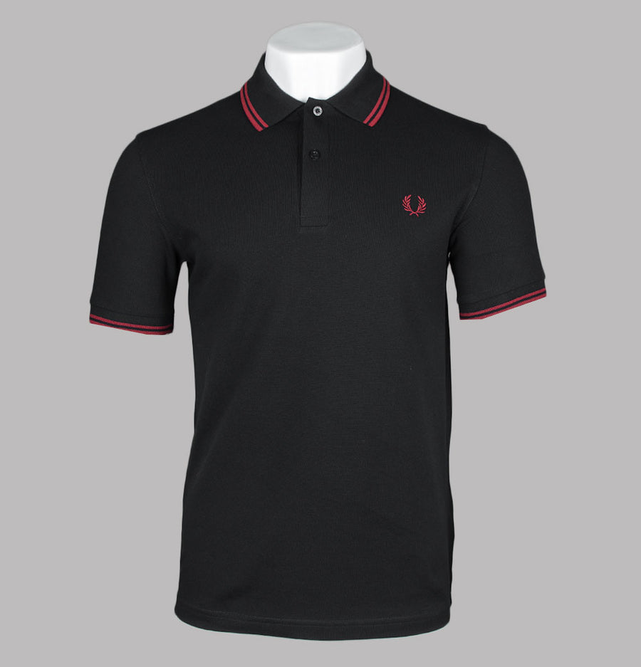 Fred Perry M3600 Polo Shirt Black/Burnt Red