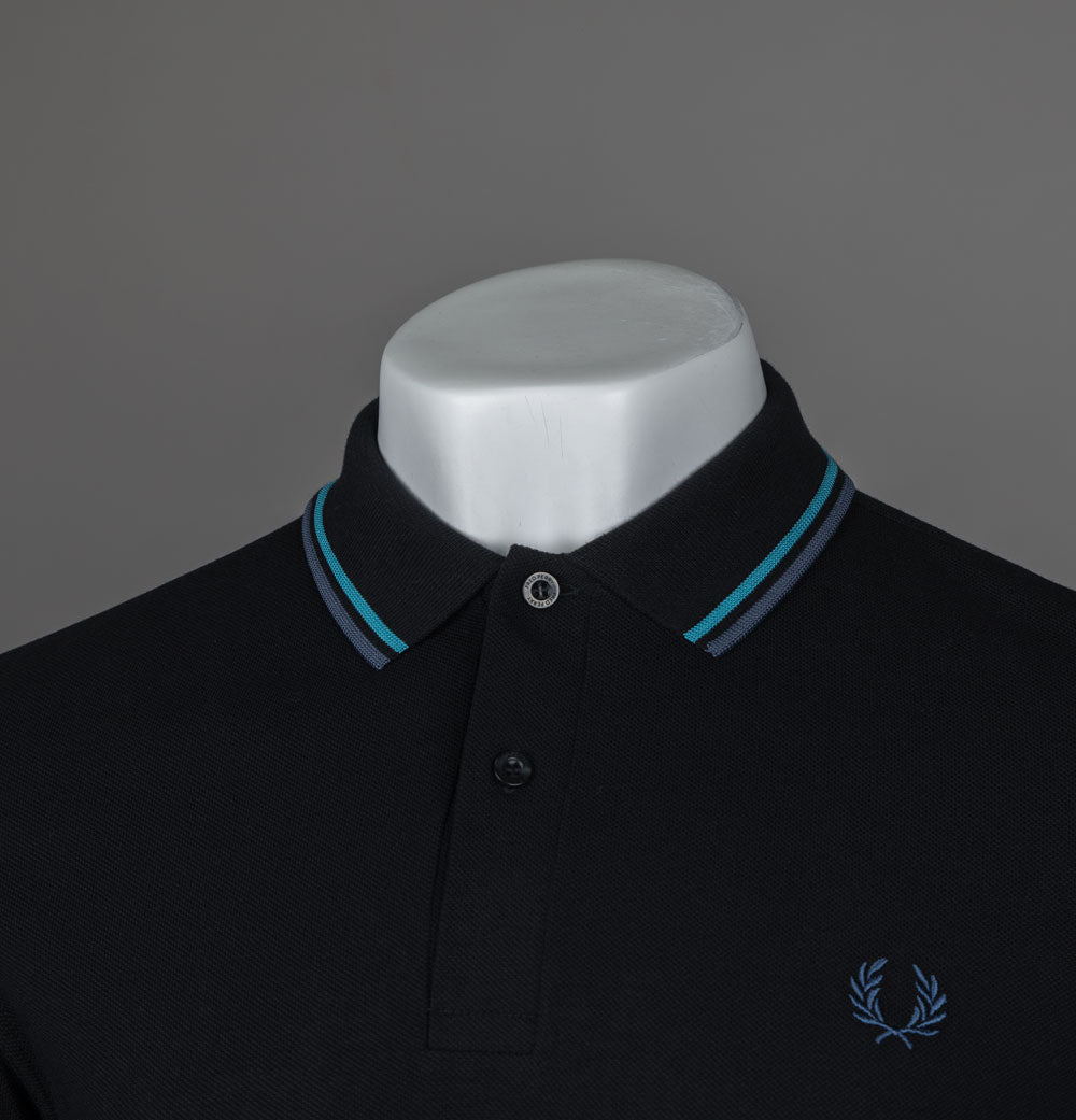 Fred Perry M3600 Polo Shirt Black/Cyber Blue/Midnight Blue
