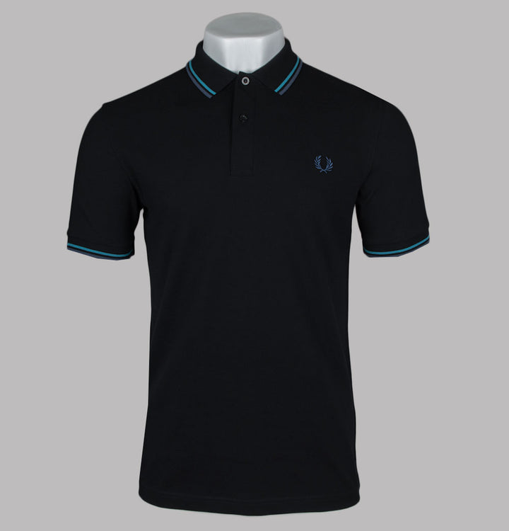 Fred Perry M3600 Polo Shirt Black/Cyber Blue/Midnight Blue