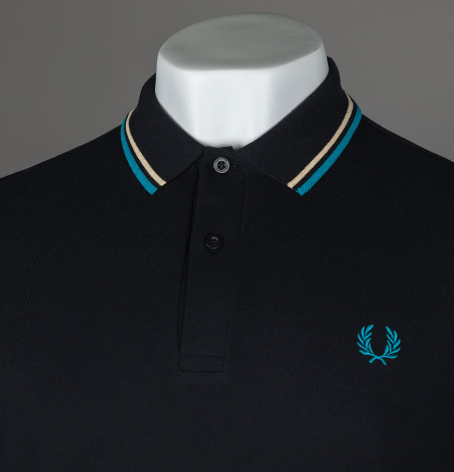 Fred Perry M3600 Polo Shirt Black/Ice Cream/Cyber Blue