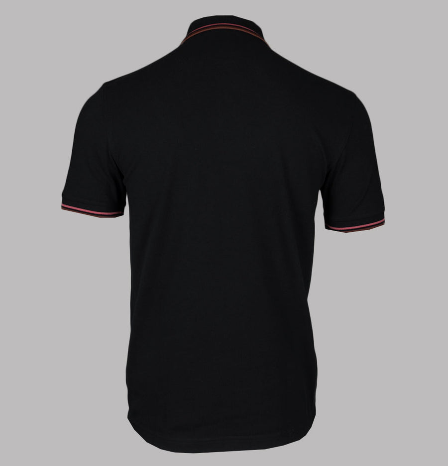 Fred Perry M3600 Polo Shirt Black/Putty Pink/Whisky Brown