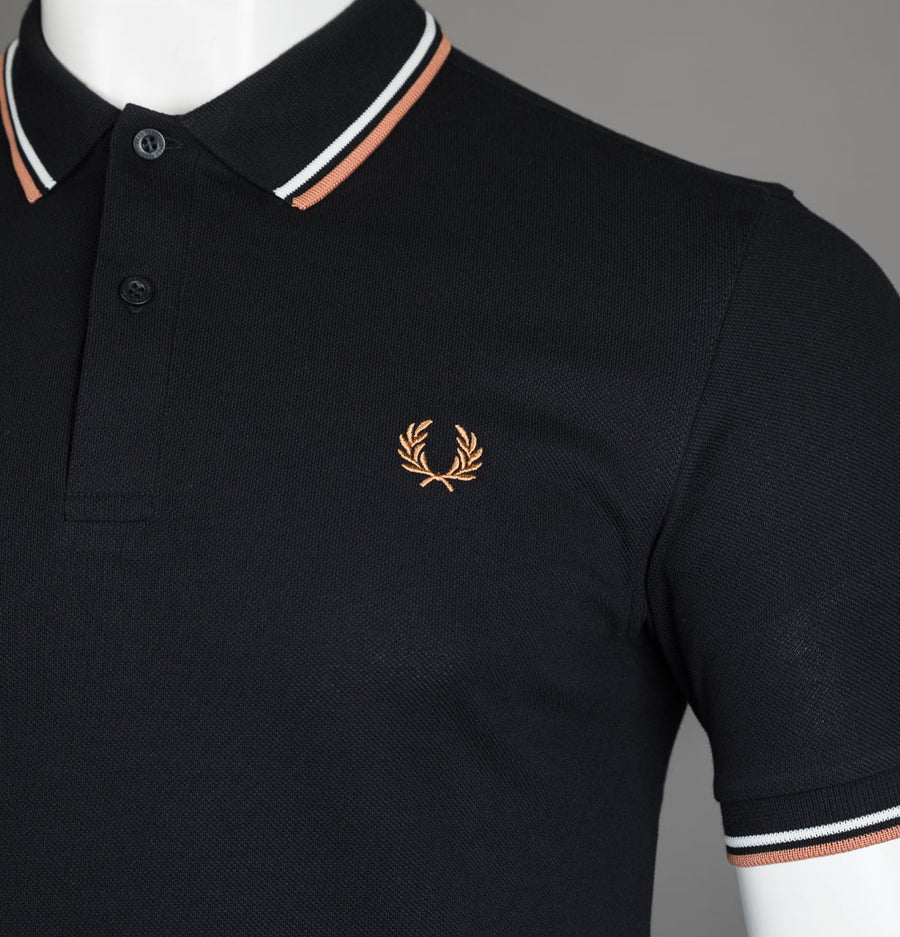 Fred Perry M3600 Polo Shirt Black/Snow White/Light Rust