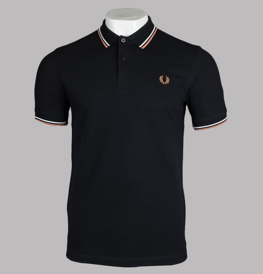 Fred Perry M3600 Polo Shirt Black/Snow White/Light Rust