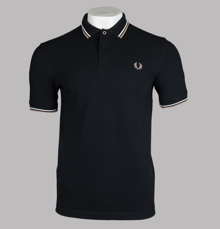 Fred Perry M3600 Polo Shirt Black/Snow White/Warm Stone