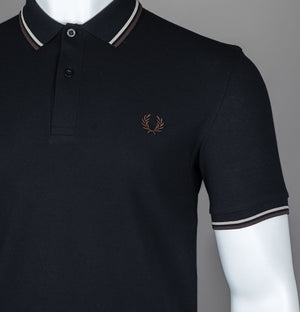 Fred Perry M3600 Polo Shirt Black/Warm Grey/Brick