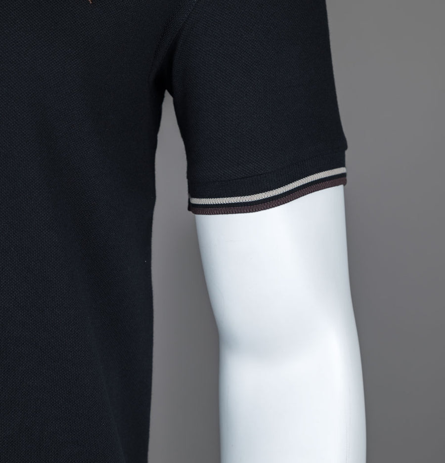 Fred Perry M3600 Polo Shirt Black/Warm Grey/Brick