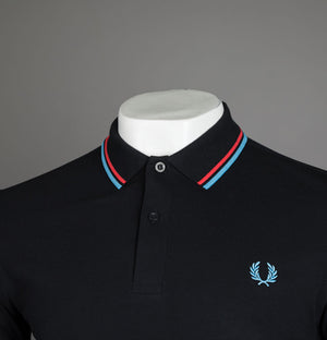 Fred Perry M3600 Polo Shirt Black/Washed Red/Soft Blue