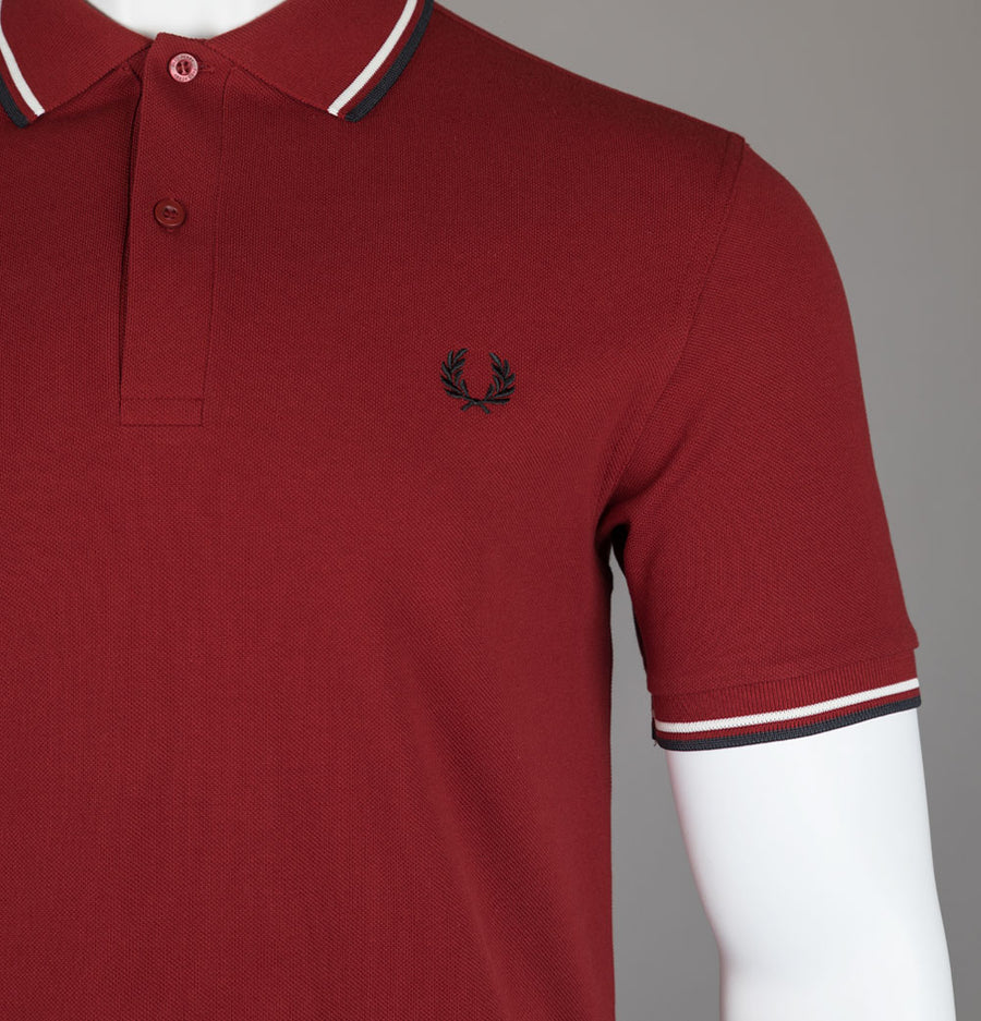 Fred Perry M3600 Polo Shirt Burnt Red/Ecru/Black