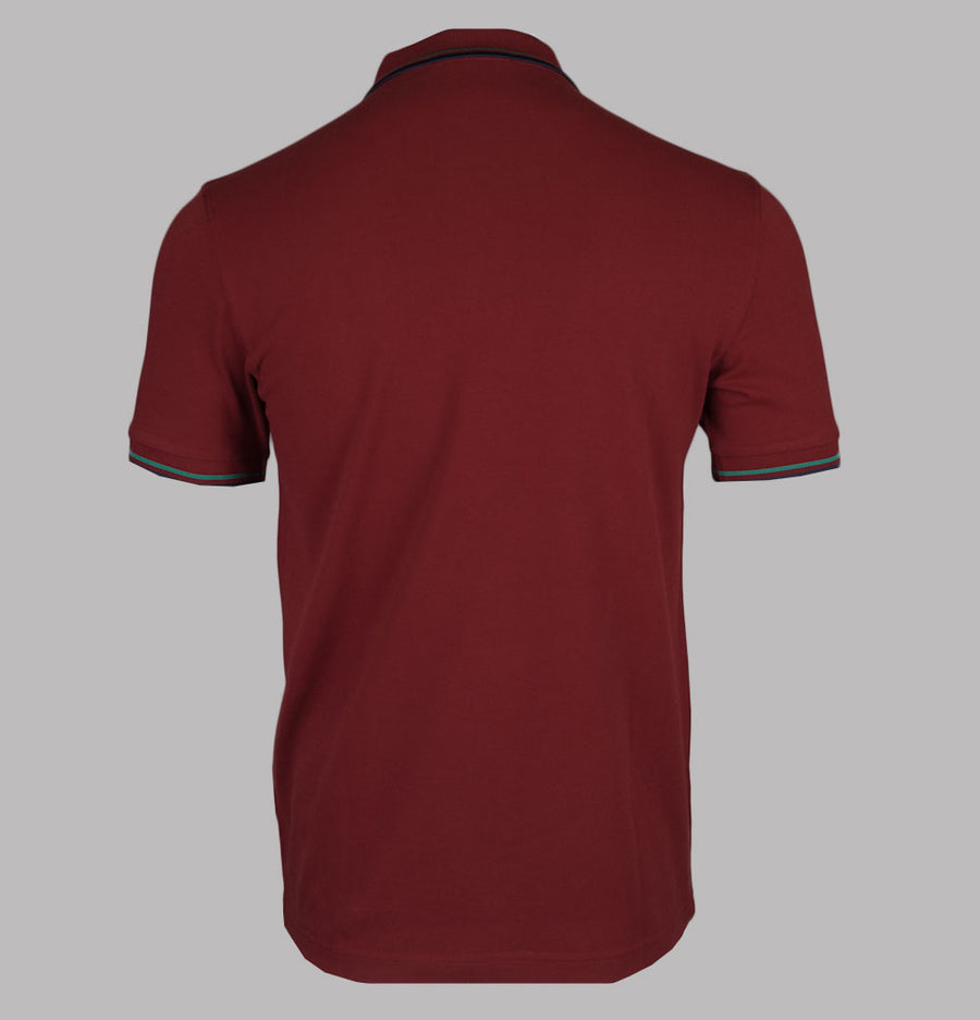 Fred Perry M3600 Polo Shirt Burnt Red/Sport Green/Navy