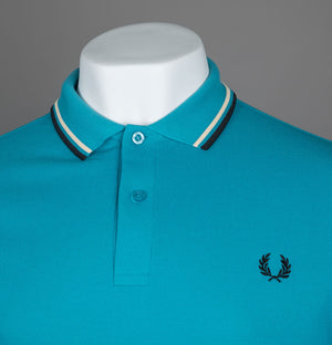 Fred Perry M3600 Polo Shirt Cyber Blue/Ice Cream/Black