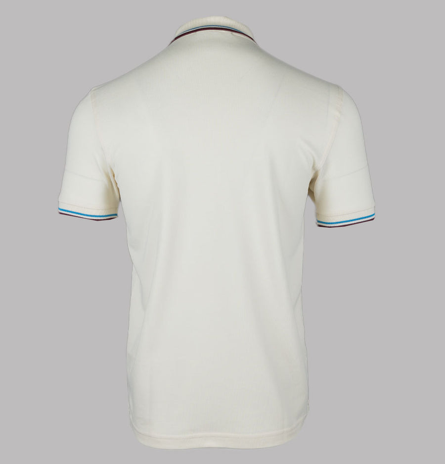 Fred Perry M3600 Polo Shirt Ecru/Court Blue/Oxblood