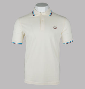 Fred Perry M3600 Polo Shirt Ecru/Court Blue/Oxblood