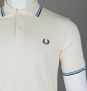 Fred Perry M3600 Polo Shirt Ecru/Court Blue/Oxblood
