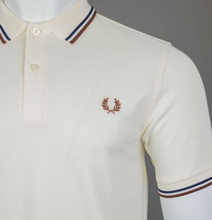 Fred Perry M3600 Polo Shirt Ecru/French Navy/Whisky Brown