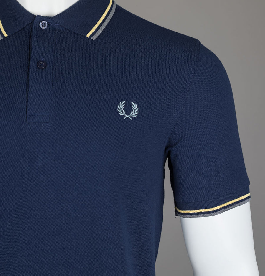 Fred Perry M3600 Polo Shirt French Navy/Champions Gold/Stockport Blue