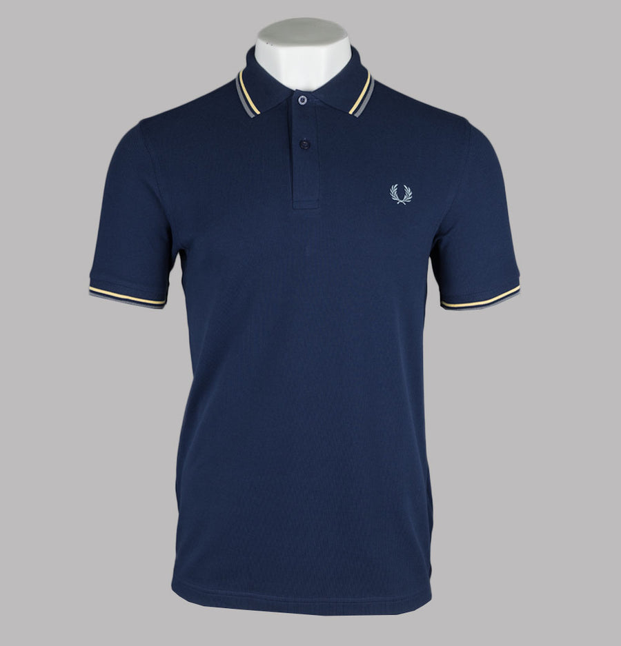 Fred Perry M3600 Polo Shirt French Navy/Champions Gold/Stockport Blue