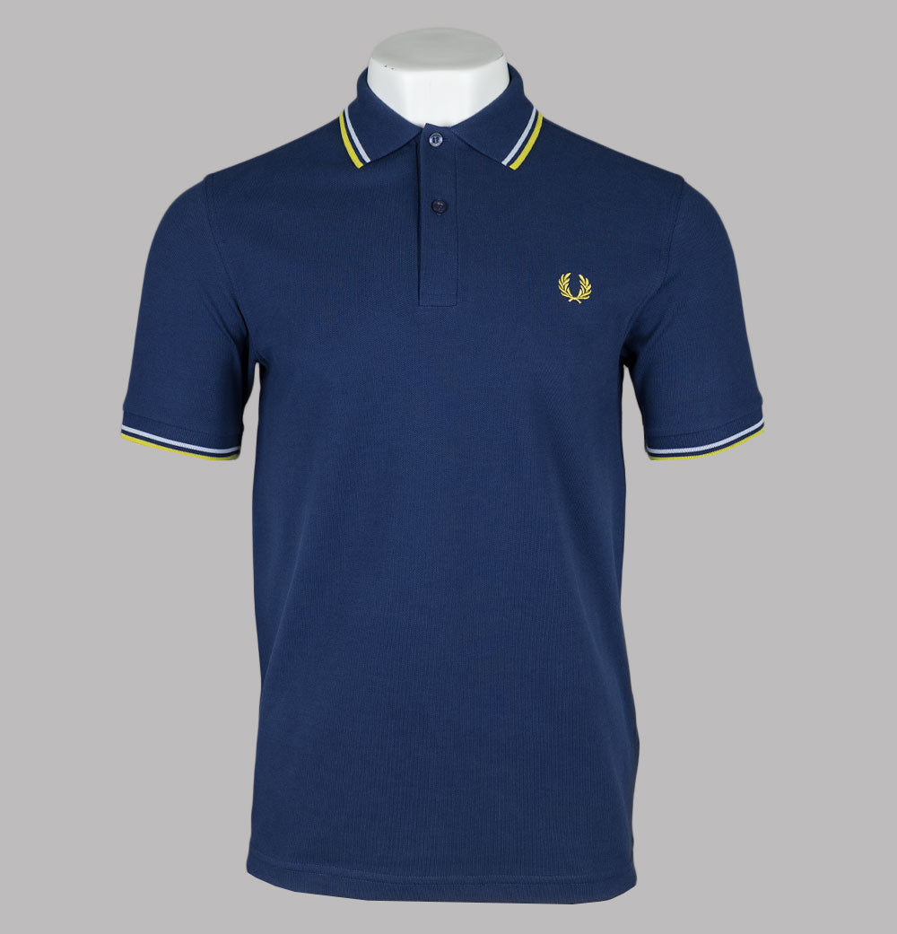 Fred Perry LS Twin Tipped Polo Shirt Black/Metallic Gold