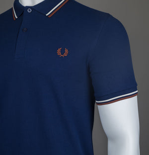 Fred Perry M3600 Polo Shirt French Navy/Ecru/Whisky Brown